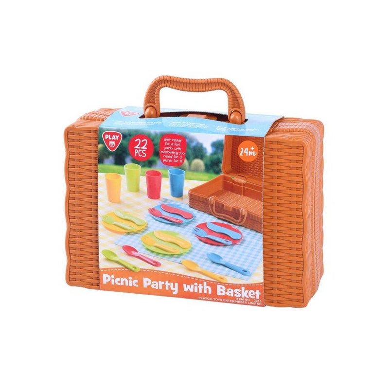 PLAYGO مجموعة حفلة النزهة من بلاي جو مع سلة (22 قطعة) - Image 1